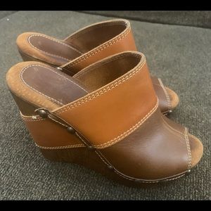 Sbicca Vintage Collection Brown Wedge Sandals size 37 (6.5)